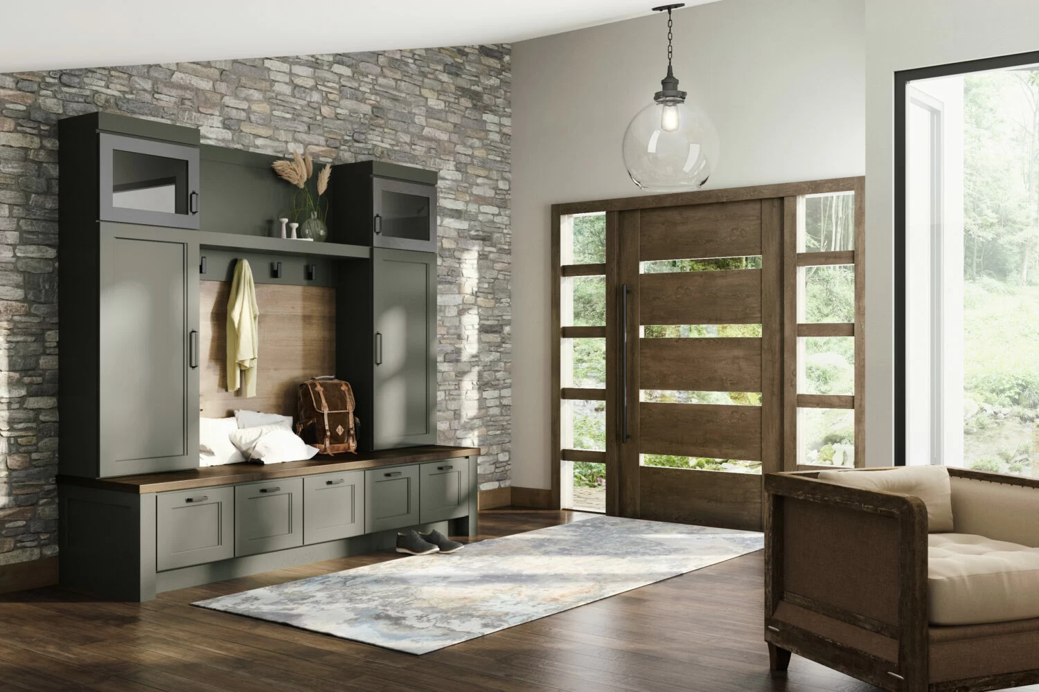 A storage solution dropzone close to the front door. entryway