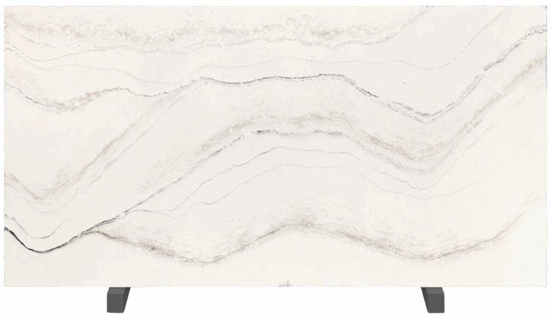 This image is of a countertop slab. The material is quartz made by Cambria. The style is Lakedale.