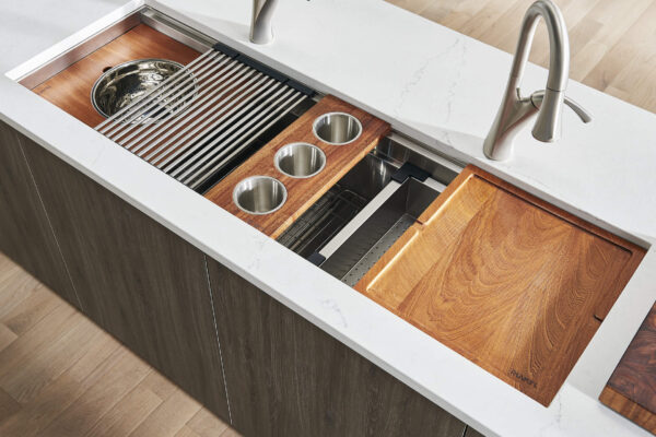 dual sink with workstation accessories