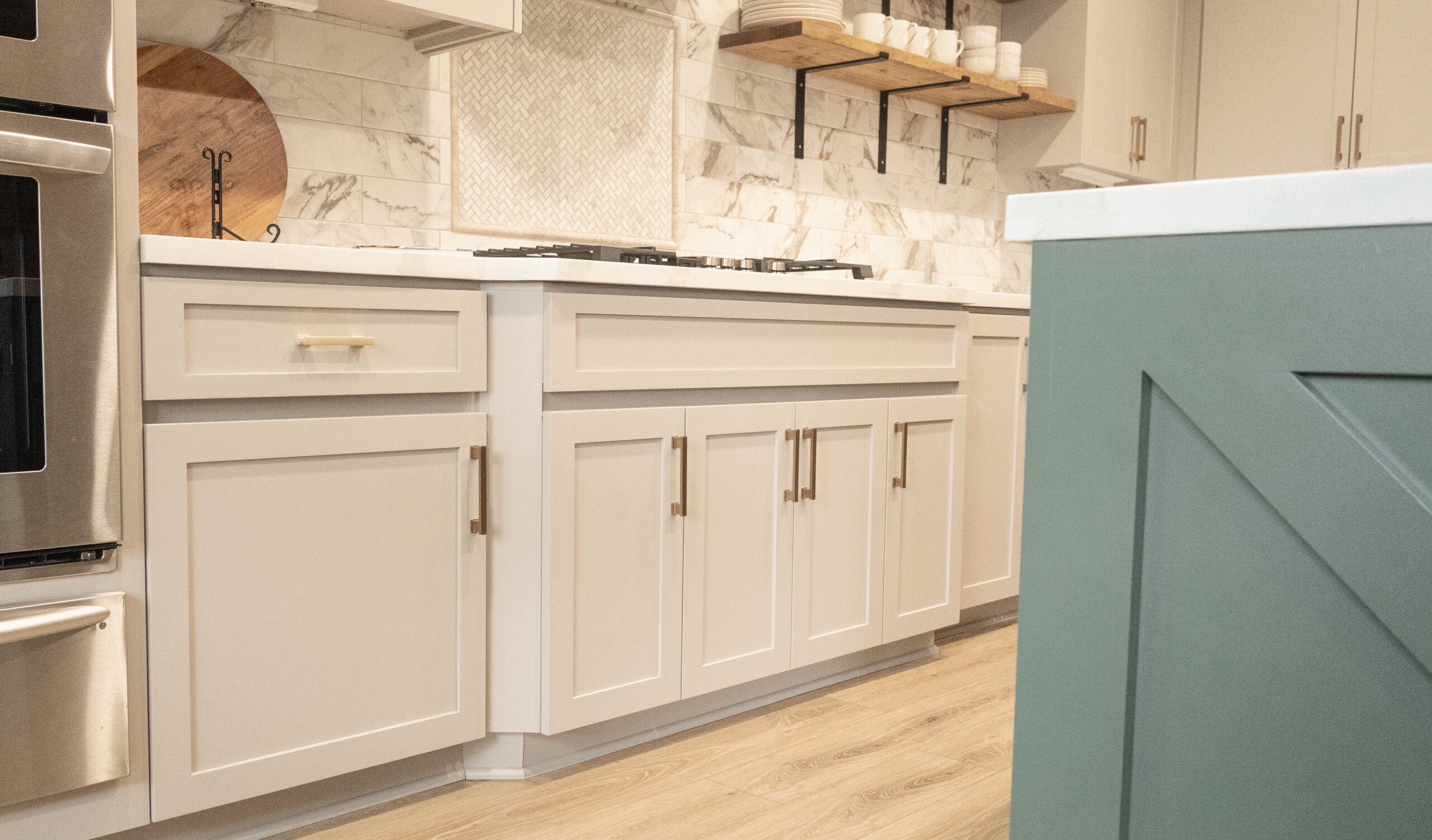 Blue and Aqua kitchen cabinets, kitchen remodel in Mt, Juliet. TN by Agile Cabinetry