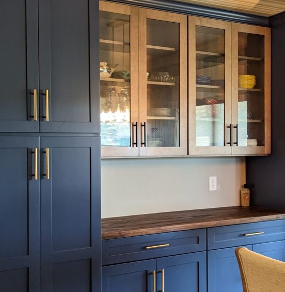 Blue_Shaker_Doorstyle_Cabinets_Butcherblock_Countertops blue shaker door style kitchen cabinets